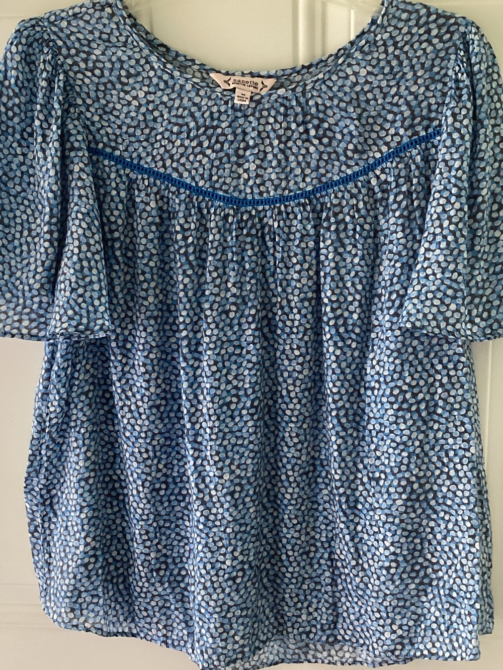 Nanette Lepore Blue Printed Peasant Blouse